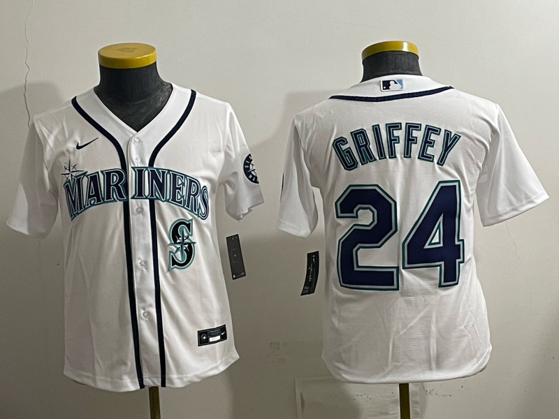 youth 2026 Seattle Mariners #24 Griffey white Nike MLB Jersey 001